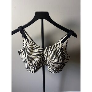 Serenada Zebra Print Underwire Black White Full Coverage 42DDD soft coquette